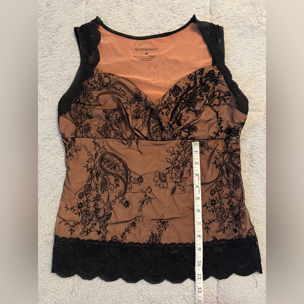 Hillard & Hanson Black & Cinnamon Sleeveless Bustier Style Tank Top - Picture 12 of 13
